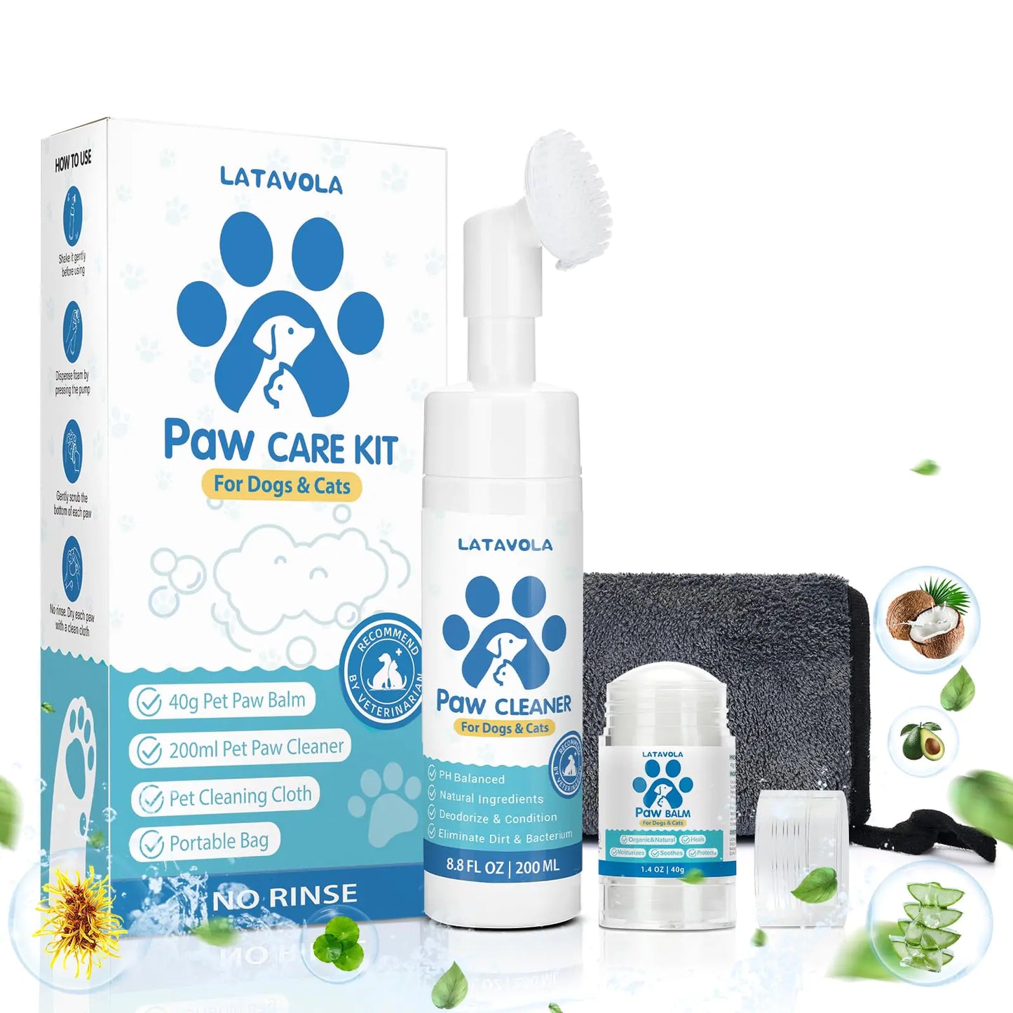 Dog Paw Cleaner Care Kit - Paw Cleaner for Dogs & Cats Small Large Medium Breed - Dog Paw Pad Balm Heals Dry Paws and Nose Dog Paw Foot Washer Grooming Supplies Spa Kit for Pet Care